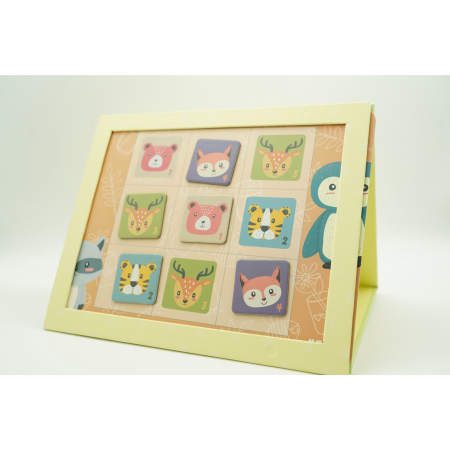 Joc educativ Sudoku cu tablita magnetica, 32 de piese, cartonase cu animale, Verde [8]