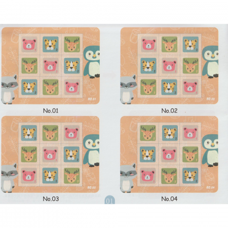 Joc educativ Sudoku cu tablita magnetica, 32 de piese, cartonase cu animale, Verde [11]