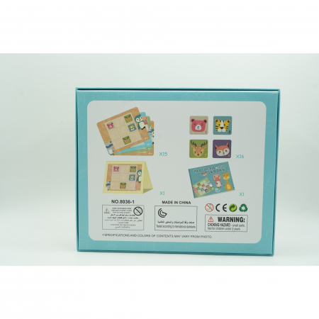 Joc educativ Sudoku cu tablita magnetica, 32 de piese, cartonase cu animale, Verde [6]