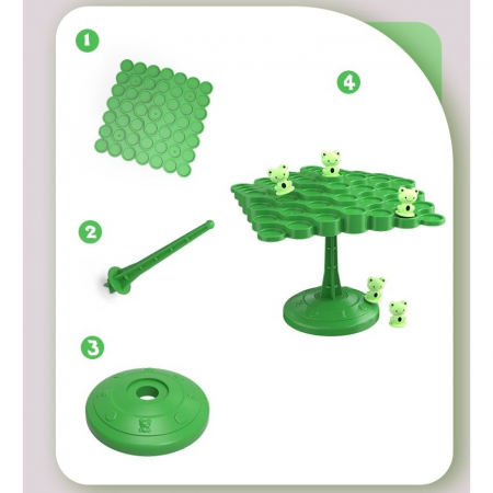 Joc Interactiv, Flippy, Broaste in Echilibru, +3 Ani, din Plastic, 50 de Pioni, Placa de Echilibru, Roata cu Pedepse, Zar, 14 x 7 x 14 cm, Verde [1]