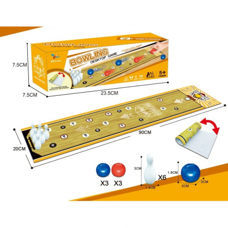 Joc Interactiv, Flippy, Covor de Bowling 90 x 20 cm, 1-4 Jucatori, +5 Ani, 6 Mingi Incluse, 6 Popice, Galben [4]