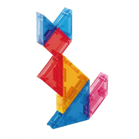 Jucarii si Jocuri - Joc Magnetic Tangram, Flippy, 7 Piese Magnetice, Forme Geometrice, 3 Ani, EVA, ABS, Magnet, 10.5 x 10.5 x 2.2 cm, Multicolor