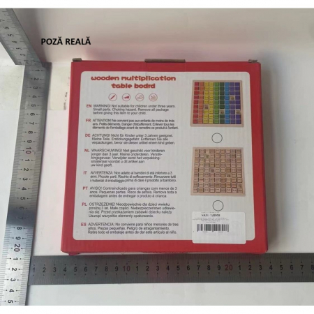 Joc Montessori din Lemn, Flippy, Tabla Inmultirii, Blocuri, Tabel de Multiplicare pana la 9x9, Multicolor, 18x18x1.5 cm [10]