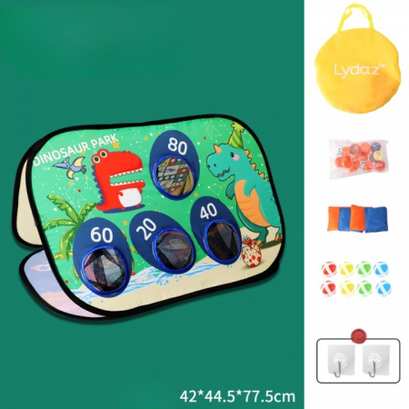 Joc pentru Copii, Flippy, Aruncarea Sacilor cu Nisip, Sageti, 8 Mingi, 4 Saci, Geanta Portabila, Interactiv, Model Dinozauri, 77.5x44.5x42 cm, Multicolor [6]
