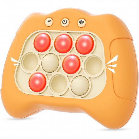 Joc Pop It, Flippy, consola, joc interactiv, antistres, cu baterii, Abs si silicon, Portocaliu, 12 x 10 x 5.8 cm [5]