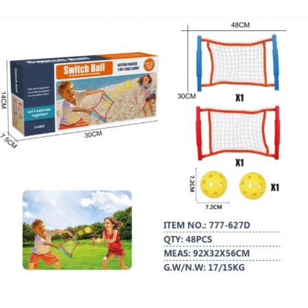 Jucarii si Jocuri - Joc Spikeball, Flippy, Joc in 2, pentru Plaja, Parcuri, Interior, 2 Plase, 2 Mingi, Multicolor