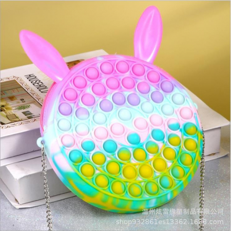 Jucarie antistres din silicon Flippy, Geanta Pop It, 16 cm, Iepuras, Macarons [4]