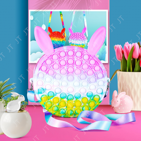 Jucarie antistres din silicon Flippy, Geanta Pop It, 16 cm, Iepuras, Macarons [3]