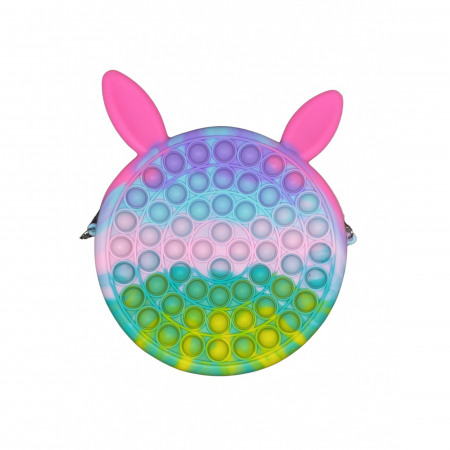 Jucarie antistres din silicon Flippy, Geanta Pop It, 16 cm, Iepuras, Macarons [1]