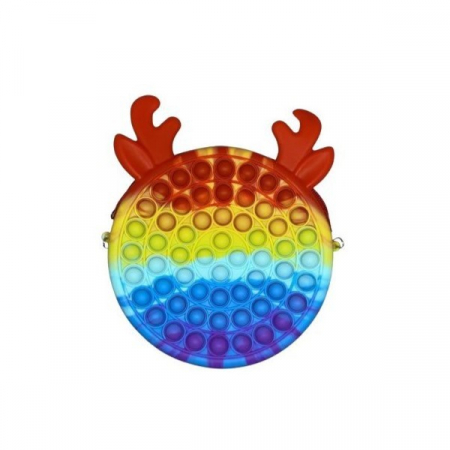 Jucarii, Copii & Bebe - Jucarie antistres din silicon Flippy, Geanta Pop It, Ren, 16 cm, Curcubeu