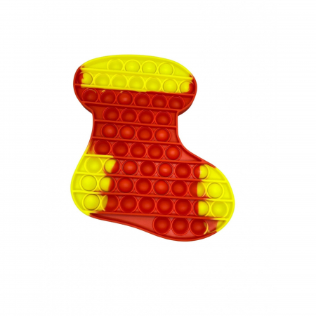 Jucarii, Copii & Bebe - Jucarie antistres din silicon, Flippy, Pop It Now and Flip It, Ciorap Craciun, Rosu/Galben