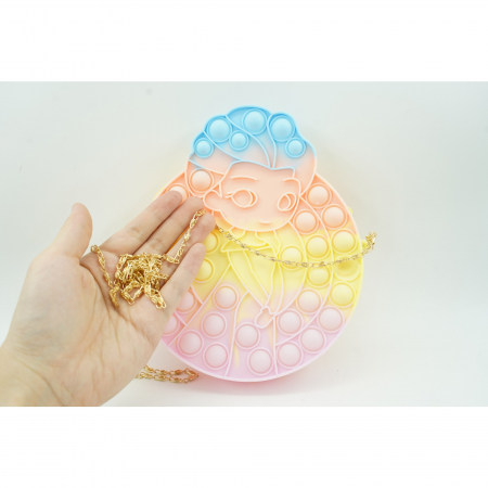 Jucarie antistres din silicon, Flippy, Pop It Now and Flip It, Geanta de umar, Mica printesa, 16 cm, Macarons [3]
