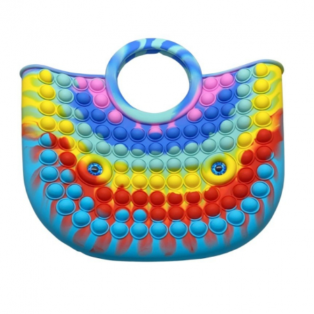 Jucarii, Copii & Bebe - Jucarie Antistres din silicon Flippy, Pop It Now And Flip It, Geanta mare, 28 cm, Multicolor, Model 2