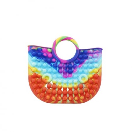 Jucarii senzoriale - Jucarie Antistres din silicon Flippy, Pop It Now And Flip It, Geanta mare, 28 cm, Multicolor, Model 6