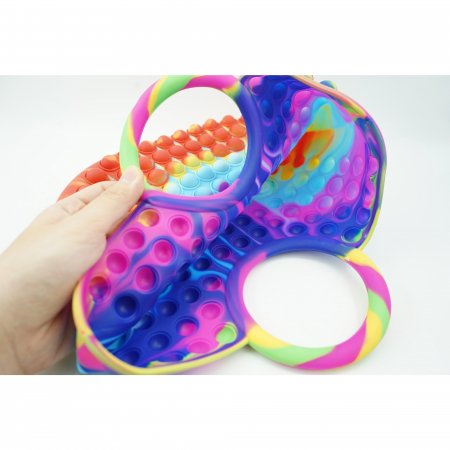 Jucarie Antistres din silicon Flippy, Pop It Now And Flip It, Geanta mare, 28 cm, Multicolor, Model 6 [5]