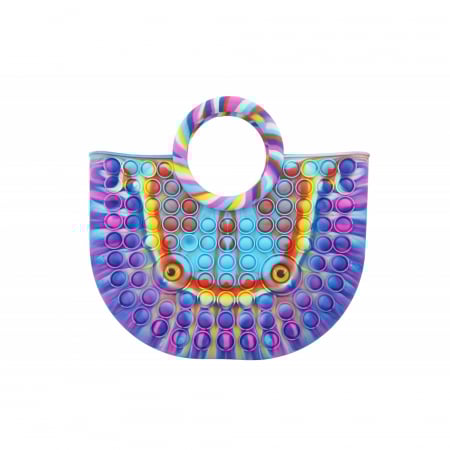 Jucarii senzoriale - Jucarie Antistres din silicon Flippy, Pop It Now And Flip It, Geanta mare, 28 cm, Multicolor, V1