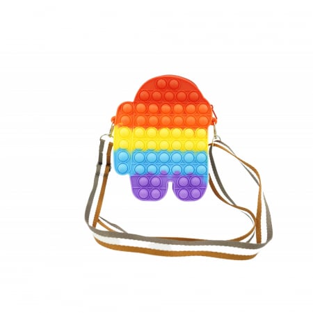 Jucarii senzoriale - Jucarie antistres din silicon, Flippy, Pop It Now and Flip It, Geanta mica, Among Us, Multicolor