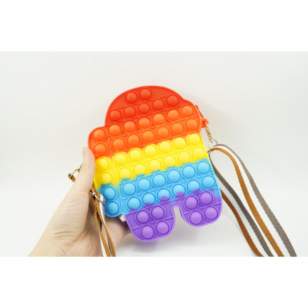 Jucarie antistres din silicon, Flippy, Pop It Now and Flip It, Geanta mica, Among Us, Multicolor [2]