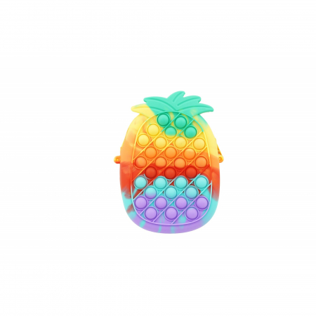 Jucarii senzoriale - Jucarie antistres din silicon, Flippy, Pop It Now and Flip It, Geanta mica, Ananas, Multicolor, Model 1