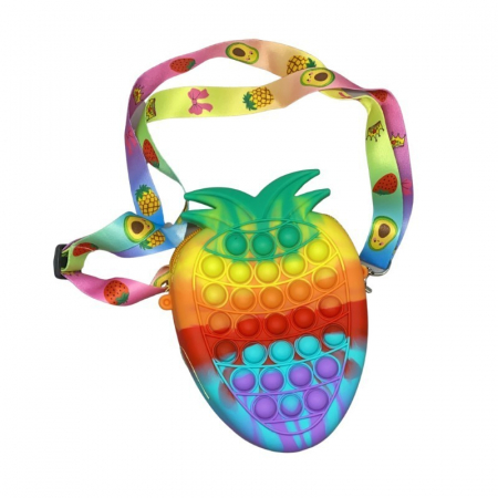 Jucarii, Copii & Bebe - Jucarie antistres din silicon, Flippy, Pop It Now and Flip It, Geanta mica, Ananas, Multicolor, Model 2
