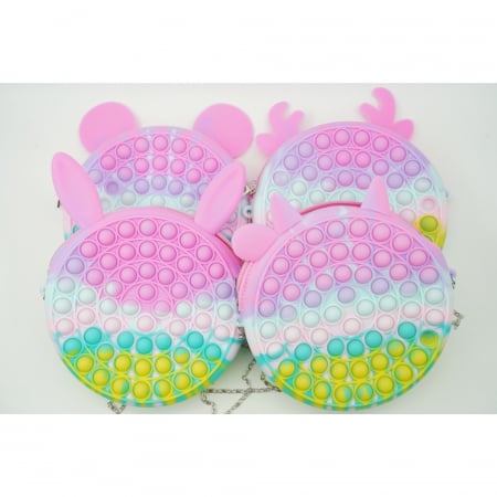Jucarii senzoriale - Jucarie antistres din silicon Flippy, Pop it Now and Flip It ,Geanta ,Multicolor
