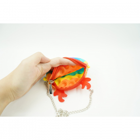 Jucarie antistres din silicon Flippy, Pop it Now and Flip It ,Mini Geanta, Ren, 6 cm, Curcubeu [4]