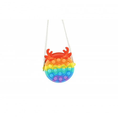Jucarii, Copii & Bebe - Jucarie antistres din silicon Flippy, Pop it Now and Flip It ,Mini Geanta, Ren, 6 cm, Curcubeu
