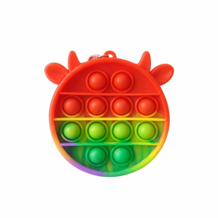 Jucarii senzoriale - Jucarie Antistres din Silicon, Flippy, Pop It Now And Flip It, Portofel, 6 cm, Vacuta Multicolor