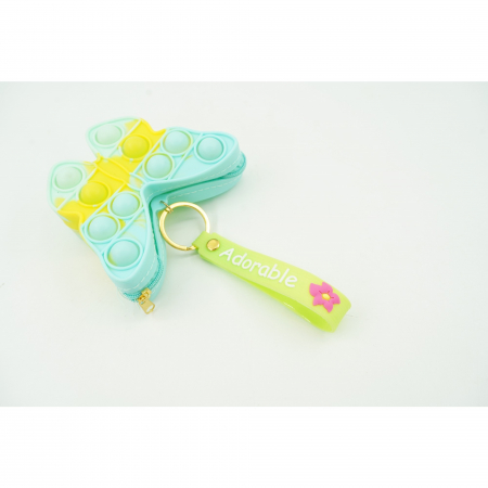 Jucarie antistres din silicon, Flippy, Pop It Now and Flip It, Portofel fluturas, Bleu/Galben [3]
