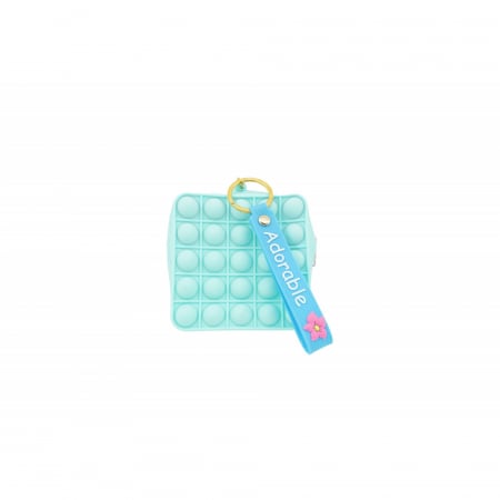Jucarii senzoriale - Jucarie antistres din silicon, Flippy, Pop It Now and Flip It, Portofel patrat, Verde/Bleu