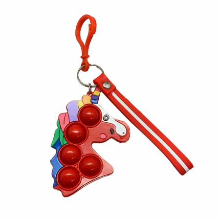 Sub 99 Lei - Jucarie antistres din silicon, Flippy, Pop It Now and Flip It, Simple Dimple, Breloc, Unicorn, Rosu