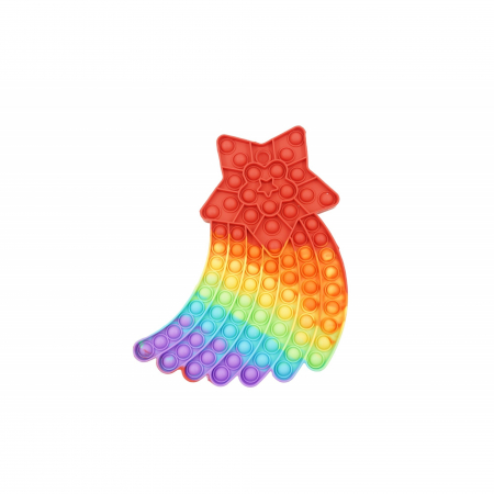 Jucarii, Copii & Bebe - Jucarie antistres din silicon, Flippy, Pop It Now and Flip It, Stea cazatoare, Multicolor