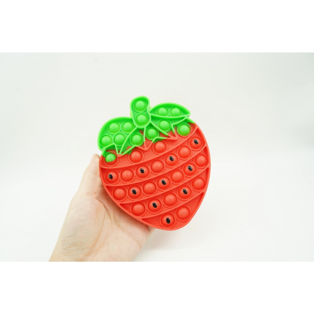 Jucarie antistres din silicon, Pop It Now and Flip It, Capsuna, Rosu/Verde [8]