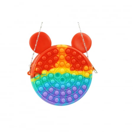 Jucarii senzoriale - Jucarie antistres din silicon, Pop it Now and Flip It, Flippy, Geanta, Model 1, Multicolor