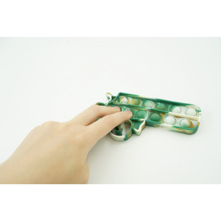 Jucarie antistres din silicon, Pop It Now and Flip It, Pistol, Alb/Verde [3]