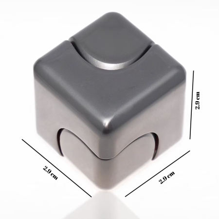 Jucarie Antistres Fidget Spinner, Flippy, Tip Cub, Metalic 2-in-1, Silentios, Transformabil, Rulment Premium, Inox, Gadget pentru Birou, 2.9 x 2.9 cm, Gri inchis [1]