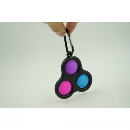 Jucarie antistres, Pop it, tip breloc, triunghi, 8 cm, multicolor, Negru [2]