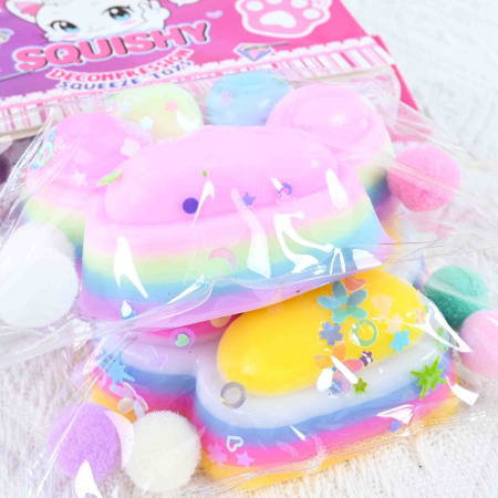 Jucarie Antistres Squishy, Flippy, cu Revenire Lenta, Labuta de Pisica Pufoasa, 7.5 cm, Ambalaj Transparent, Model 27053, Multicolor [3]