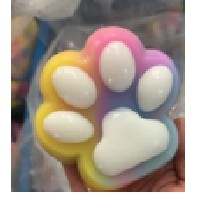 Sub 99 Lei - Jucarie Antistres Squishy, Flippy, cu Revenire Lenta, Labuta de Pisica Pufoasa, 8.5 x 7.5 cm, Ambalaj Transparent, Multicolor Alb