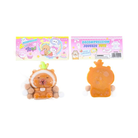 Jucarie Antistres Squishy, Flippy, cu Revenire Lenta, Model Capybara, 7cmx6.5 cm, din TPR, Ambalaj Transparent, Maro [1]