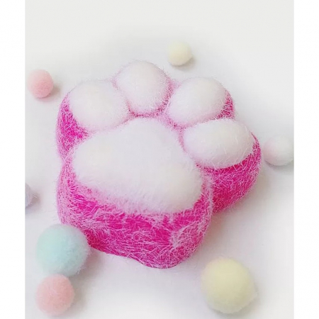 Jucarii, Copii & Bebe - Jucarie Interactiva Squishy, Flippy, Model Cat Paw pinch family, Revenire Lenta, din TPR, +3 Ani, 7.5 cm, Textura Puf, Roz