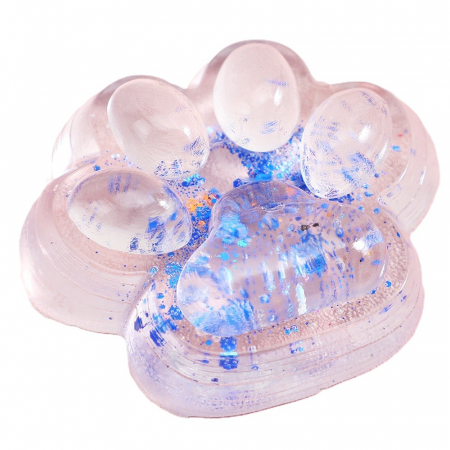 Jucarie Antistres Squishy, Flippy, cu Revenire Lenta pinch family, Model Cat Paw, 6.5 x 7 cm, din Tpr, 4-6 Ani, Model 4 Sclipici, Transparent [0]