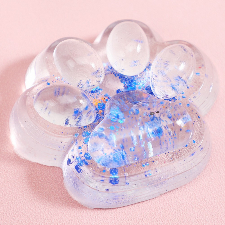 Jucarie Antistres Squishy, Flippy, cu Revenire Lenta pinch family, Model Cat Paw, 6.5 x 7 cm, din Tpr, 4-6 Ani, Model 4 Sclipici, Transparent [2]