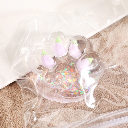 Jucarie Antistres Squishy, Flippy, cu Revenire Lenta, Model Cat Paw, Squeeze Pinch Family, 6.5 x 7 cm, din Tpr, 4-6 Ani, Model 3 Legume, Transparent [5]