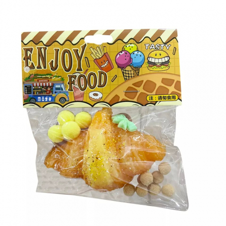 Jucarii, Copii & Bebe - Jucarie Antistres Squishy, Flippy, cu Revenire Lenta, Model Croissant, 10x8 cm, 90g, Ambalaj Transparent, Maro