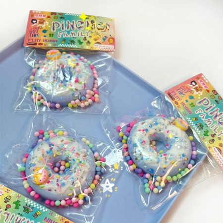 Jucarie Antistres Squishy, Flippy, cu Revenire Lenta, Model Gogoasa, 6x6 cm, 99g, Ambalaj Transparent, Albastru [1]