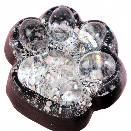 Jucarie Antistres Squishy, Flippy, cu Revenire Lenta pinch family, Model Labuta de Pisica cu Sclipici, 6.5x6 cm, 60g, Ambalaj Transparent, Alb-Negru [0]