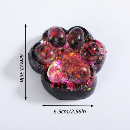Jucarie Antistres Squishy, Flippy, cu Revenire Lenta, Squeeze Pinch Family, Model Labuta de Pisica cu Sclipici, 6.5x6 cm, 60g, Ambalaj Transparent, Roz-Negru [3]