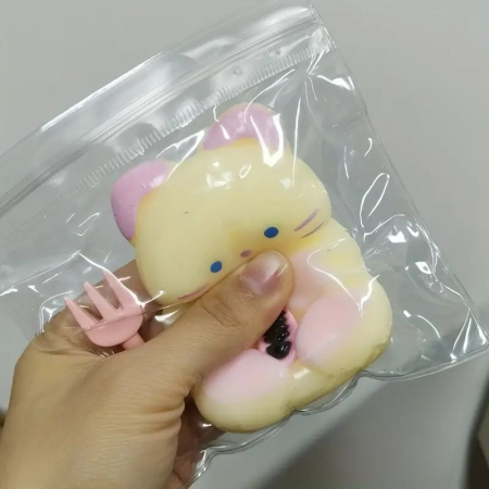 Jucarie Antistres Squishy, Flippy, cu Revenire Lenta, Model Pisicuta, Squeeze Pinch Family, 9 x 5.5 cm, Galben [2]