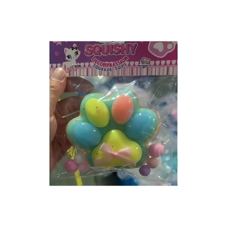 Sub 99 Lei - Jucarie Antistres Squishy, Flippy, cu Revenire Lenta, Squeeze Pinch Family, Model Cat Paw, 12.5x10.5 cm, 220g, Ambalaj Transparent, Model 022, Multicolor